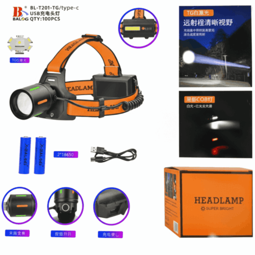 fonar-akkumulyatornyj-nalobnyj-x-balog-bl-t201-tg-usb Фонарь аккумуляторный налобный X-Balog BL-T201-TG USB