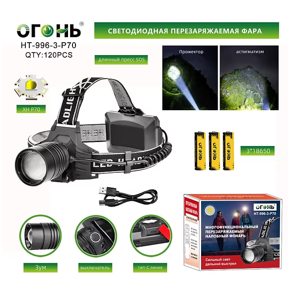 Fonar' nalobnyj svetodiodnyj HT-996-3-P70 Fonar' nalobnyj svetodiodnyj HT-996-3-P70