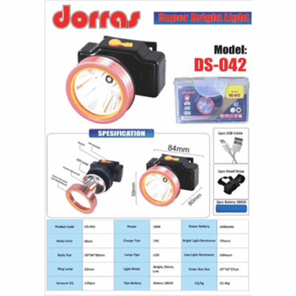 Фонарь налобный DS-042 многофункциональный