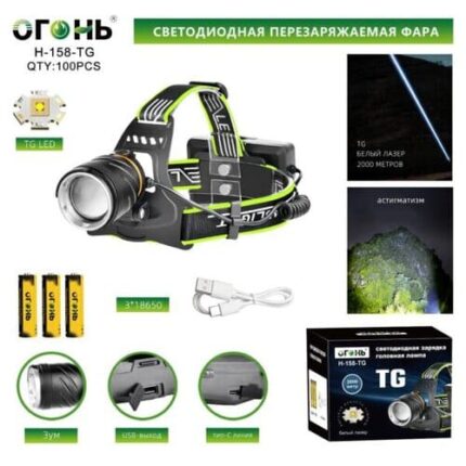 Фонарь налобный Огонь H-158-TG светодиодный