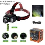 Фонарь налобный HT-636-PM10-TG+SMD LED аккумуляторный